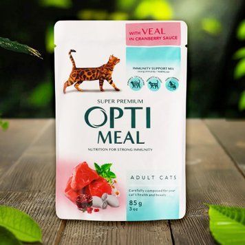 Корм для котів телятина в журавлинному соусі 85г Optimeal 39/3843 фото