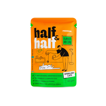 Корм д/стериліз котів шматочки очки з індичкою в желе 100г HalfHalf 39/5615 фото