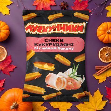 Снеки кукурудзяні &laquo;Лускунчики&raquo; соломка зі смаком бекону, 130 г 1/20977 фото