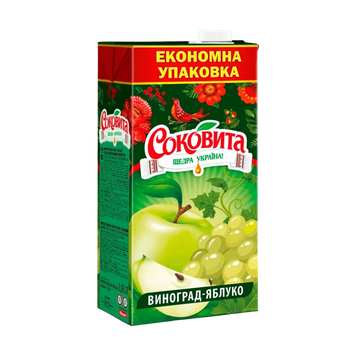 СОКОВИТА Виноград/Яблуко соковий н-й т/п з/кл 1,93л 9/3484 фото