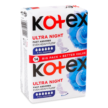Прокладки гігієничні Ultra Dry Night Duo 14 шт KOTEX 05/26552 фото