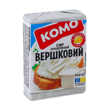 Сир пл Вершковий 35%/40% 75г КОМО Україна 2/4106 фото