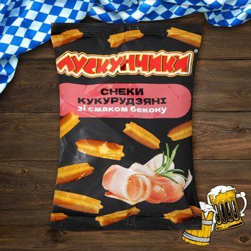 Снеки кукурудзяні &laquo;Лускунчики&raquo; соломка зі смаком бекону, 130 г 1/20977 фото