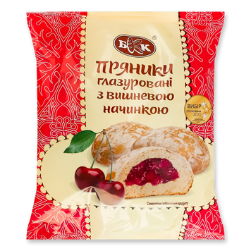 Пряники глазур з начинкою вишня м/у 300г БКК 1/19642 фото