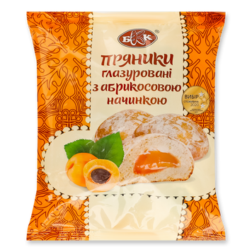 Пряники глазур з начинкою абрикос м/у 300г БКК 1/19643 фото