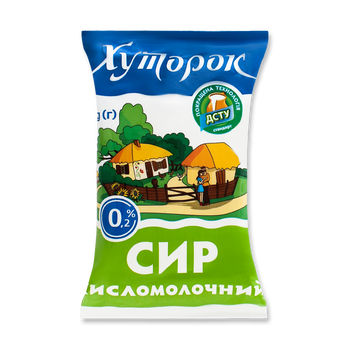 Сир кисломолочний 0,2% 200 г Хуторок 2/9221 фото