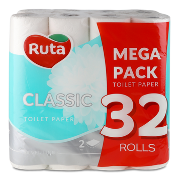 Туалетний папір білий 2шар Classic 32шт РУТА 06/790 фото