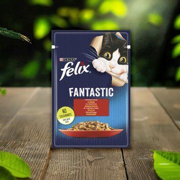 Корм для котів яловичина в желе fantastic м/у 85г Felix 39/4956 фото