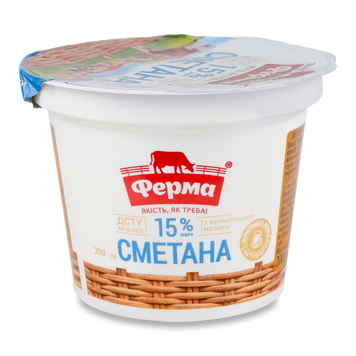 Сметана Ферма 15% пл/у 200г 2/5372 фото