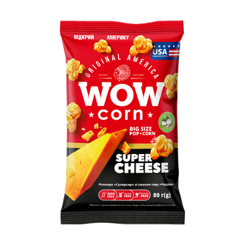 Попкорн Wowcorn смажений &laquo;Суперсир Чеддер&raquo; 80 г 1/21680 фото