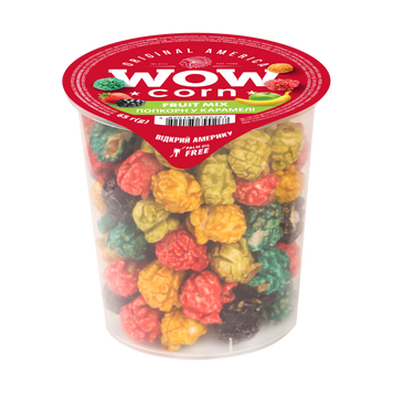 Попкорн Wowcorn смажений у карамелі мікс фруктів 65 г 1/21681 фото