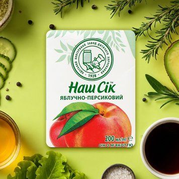 ОКЗДХ Яблуко/Персик сік з м'якоттю т/п 0,2л 9/37139 фото