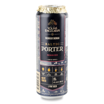 Пиво Литва Volfas Engelman Baltic Porter темне з/б 0,568л 4/22556 фото