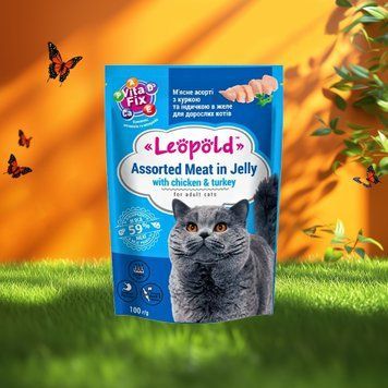 Корм для котів асорті з куркою та індичкою в желе 100г Леопольд 39/5749 фото