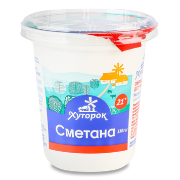 Сметана Хуторок 21% пл/у 350г Зміїв 2/7245 фото