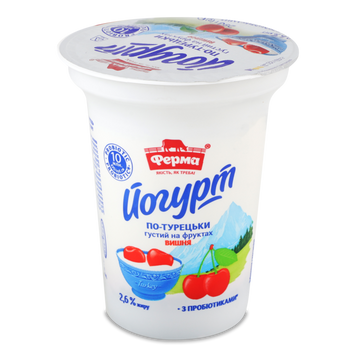 Йогурт по-турецьки 3% на фрукт вишня ст 280г Ферма 2/7417 фото