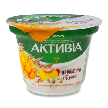 Біфідойогурт Активіа манго-персик-злаки 2,2% ст 180г DANONE 2/9621 фото