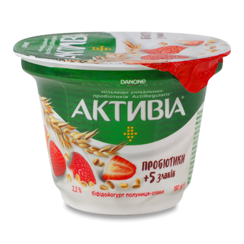 Біфідойогурт Активіа полуниця-злаки 2,2% ст 180г DANONE 2/9622 фото
