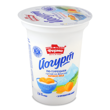 Йогурт по-турецьки 3% на фрукт абрикос-мед ст 280г Ферма 2/7418 фото