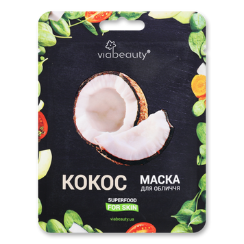 Маска ткан д/облич с олією кокоса 25г VIA Beauty 08/37484 фото