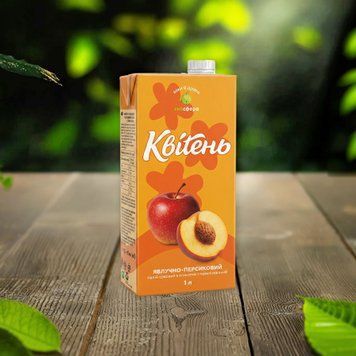 Напій соковий Квітень яблуко-персик з м&rsquo;якоттю 1 л 9/29143 фото