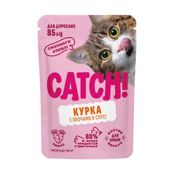 Корм вологий для котів Catch з куркою та овочами в соусі 85 г 39/4377 фото