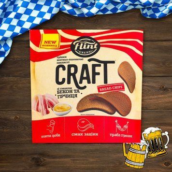 Грінки Craft житн/пшен хвил бекон/гірчиця д/п 80г Flint 9/41773 фото