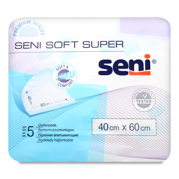 Пелюшки гігієничні 40x60 5шт SENI SOFT SUPER 07/4349 фото