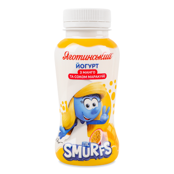 Йогурт Smurfs 1,5% Манго-маракуйя пляш 185г ТМ Яготинське для дітей 2/7420 фото