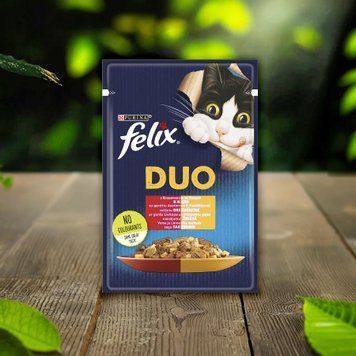 Корм для котів яловичина/птиця в желе duo м/у 85г Felix 39/4962 фото
