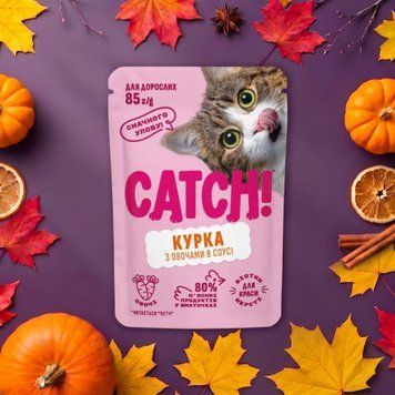 Корм вологий для котів Catch з куркою та овочами в соусі 85 г 39/4377 фото