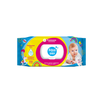 Серветки вологі дитячі з клапаном 120шт Aqua Baby 05/31477 фото