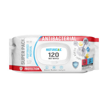 Серветки вологі Antibacterial D-panth Іони срібла/віт Е 120шт NATURELLE 05/30310 фото