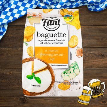 Сухарики Baguette пшен французський сир м/у 100г Flint 9/27872 фото