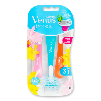 Станок однораз жін Venus Tropical 3шт GILLETTE 08/35300 фото
