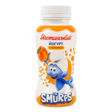 Йогурт Smurfs 1,5% Персик пляш 185г ТМ Яготинське для дітей 2/7422 фото