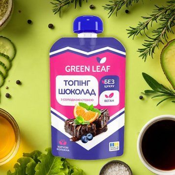 Топінг шоколадний зі стевією Green Leaf, 90 г 9/29216 фото