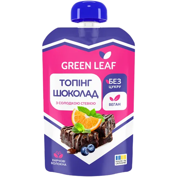 Топінг шоколадний зі стевією Green Leaf, 90 г 9/29216 фото