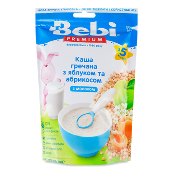 Д-Х каша молочна гречана ябл/абрикос м/у 200г 5міс+ Bebi Premium 6/3292 фото