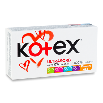 Тампони гігієничні normal 16шт KOTEX 06/559 фото