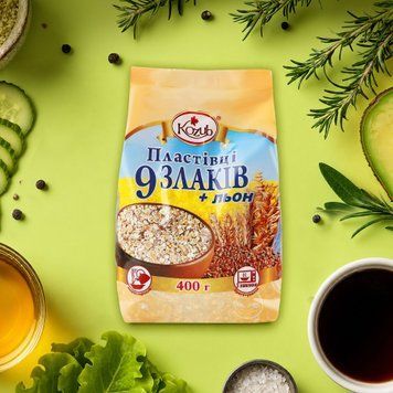 Пластівці cуміш 9 злаків/льон п/е 400г Козуб Продукт 9/32813 фото