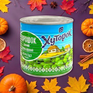 Горошок зелений &laquo;Хуторок&raquo;, 410/420 г 9/24385 фото