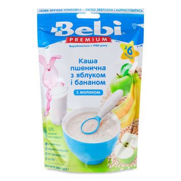 Д-Х каша молочна пшенична яблу/банан м/у 200г 6міс+ Bebi Premium 6/3303 фото