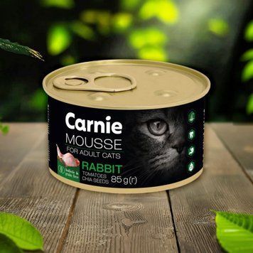 Корм для кот м&rsquo;ясний мус з кролик/насінням чіа/томати та желе 85 г Carnie 39/4356 фото