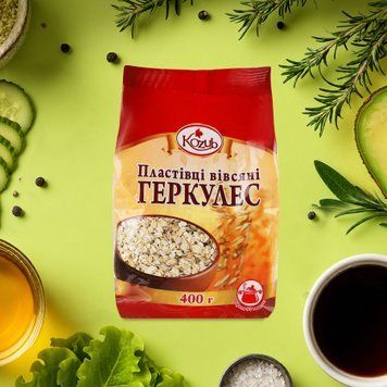 Пластівці вівсяні Геркулес п/е 400г Козуб Продукт 9/32814 фото