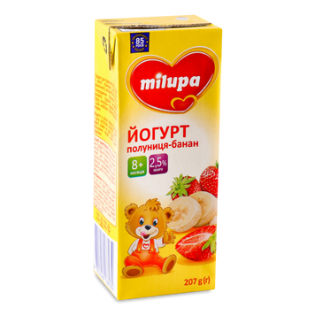 Біфідойогурт Milupa для малят Полуниця-банан т/п 207г 2/6750 фото