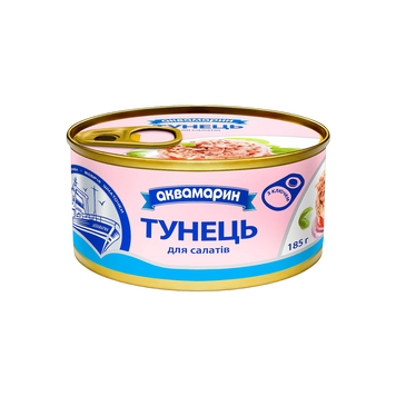 Тунець для салат в/с з/б з/кл 185г Аквамарин 9/33474 фото