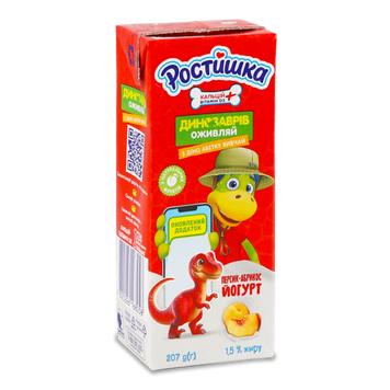 Йогурт Растишка 1,5% Персик-абрикос питний 207г DANONE 2/6606 фото