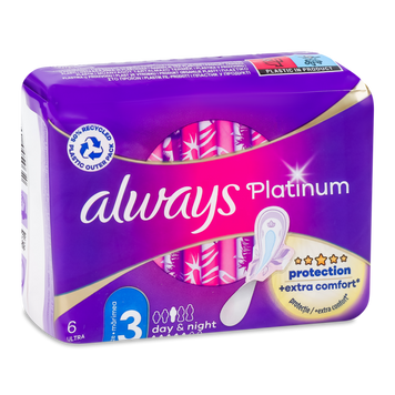 Прокладки гігієничні Ultra Platinum Day&Night 6шт ALWAYS 06/565 фото
