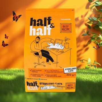 Корм сухий для стерилізованих котів із яловичиною 300 г Half&Half 39/5634 фото